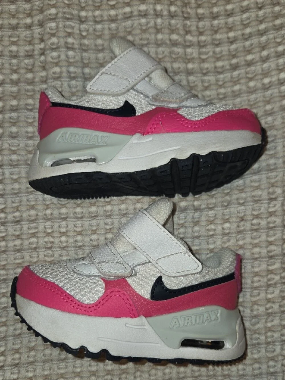 Nike Toddle White and Pink Velcro Air Max Sneakers 5C